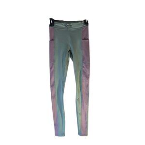 Fabletics Motion365+ High-Waist Colorblock Leggings XS Green  Purple Polyester/E